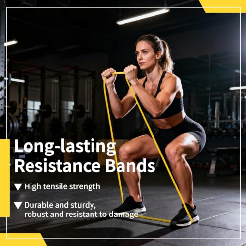 12-Pack Resistance Bands Set - Pull Up Assist, Strength Training & Physical Therapy for Home Gym | Exercise Loop Bands for Men & Women - color: Yellow 5-15lbs