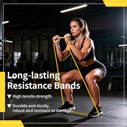 12-Pack Resistance Bands Set - Pull Up Assist, Strength Training & Physical Therapy for Home Gym | Exercise Loop Bands for Men & Women - color: Yellow 5-15lbs