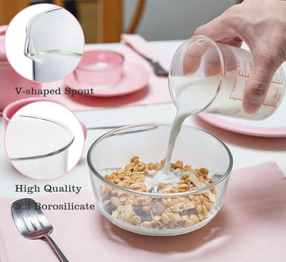 Ackers High Borosilicate Glass Measuring Cup Set with Pour Spout,60ml(2OZ),120ml(4OZ), 250ml(8OZ) Glass Measuring Beaker for Kitchen or Restaurant, Easy to Read - size: 60ml/120ml/250ml Measuring Cup Set