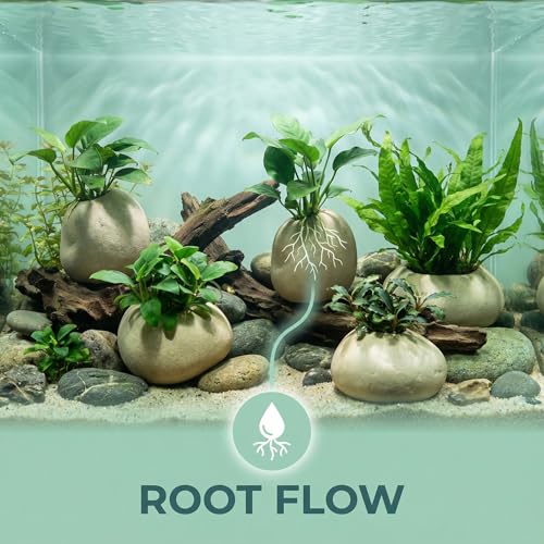 7 Pcs Ceramic Aquarium Plant Pots, Fish Tank Plant Holder Cups | Ceramic Planters For Aquarium Plants, Fish Tank Decoration, Live Plant Cultivation And Aquatic Landscaping