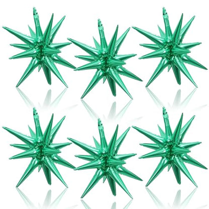 Green Star Balloons, 6PCS 22 Inch Foil Explosion Star Balloons - color: Green