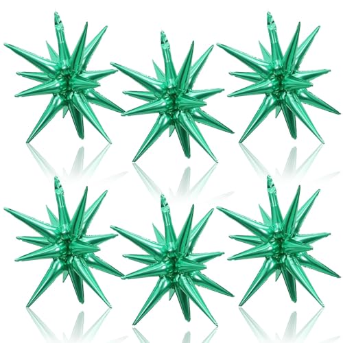 Green Star Balloons, 6PCS 22 Inch Foil Explosion Star Balloons - color: Green