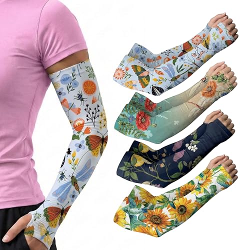 ARMORAY Arm Sleeves for Men UV Protection Cooling SPF 50 Sun Sleeves Sports - color: Garden Collection (4 Pairs)