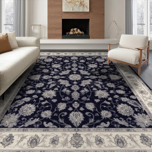 8'x10' Blue Midnight Floral Prayer Design Washable Area Rug - color: Blue/Pattern 9, size: 8' x 10' (Rectangular)