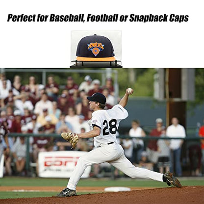 Clear hat Display case for Baseball,Acrylic Cap Holder Stand for Baseball, Football or Snapback Caps,Mini Helmet.Baseball Cap Display case with Metal feet Base(mountable) - size: Hat Display Case