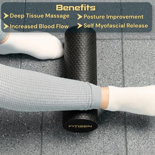 Foam Roller for Muscle Massage, Stiff Back Pain Relief, Physical Therapy, Deep Tissue, Exercise Equipment for Home Gym, Stress, Yoga, Pilates for the Fit Citizen (Black, Mini 12 x 4 Inches) - size: Mini 12 x 4 Inch