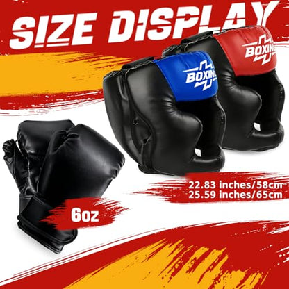 12pcs Boxing Headgear, guantes de boxeo,Mouth Guards& Hand Wraps Boxing Equipment Set - PU Leather Boxing Protective Gear for Training, Sparring & MMA，Boxing Gloves - size: 6oz