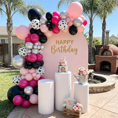 Pink Black Cow Balloons, 60 Pcs Cow Print for Girls Cowgirl Birthday Party - color: Pink Black Cow