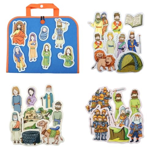 CHEFAN Bible Stories Felt Board Set for Kids, 4 Interactive Old Testament Stories for Sunday School, Christian Preschool Learning Toy - color: Wisdom of Solomon & Other 3 Bible Stories Set