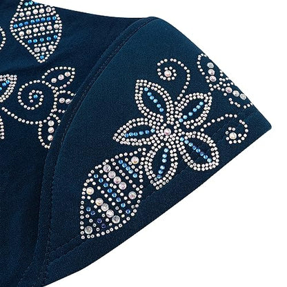 RARITYUS Women Bling Rhinestone Pearl Instant Scarf Muslim Hijab Fashion Shawl Head Wrap Turban Cap with Flower Accent - color: Z Color 10