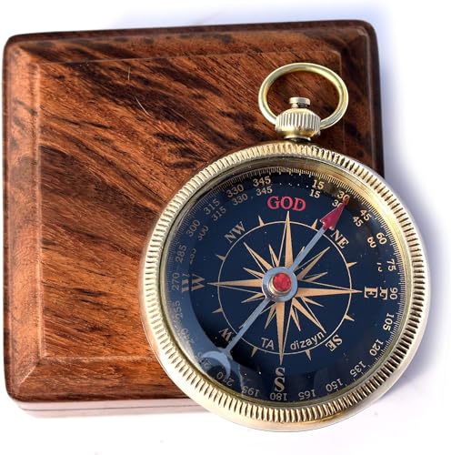 Trust in The Lord With All Your Heart - Proverbs 3:5-6 Quote Engraved Compass With Wooden Box, Greeting Card, Gift Compass, Graduation Day Gifts 2024 for Women Men Boys Girls - style: #3 Trust in The Lord Compass -Proverbs 3: 5-6