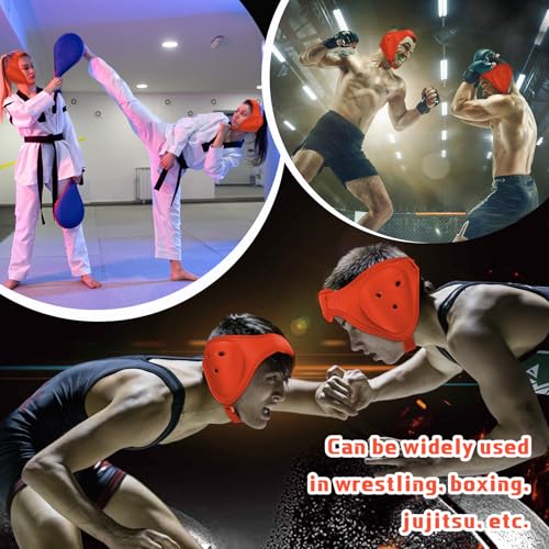 Jerify 2 Pcs Wrestling Headgear for Kids Youth Soft Grappling Headgear Wrestling Adjustable Ear Head Guard Protective(Orange) - color: orange