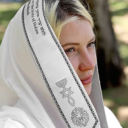 HalleluYAH Messianic Tallit Prayer Shawl 72"x 22" with Bag For Men & Women - color: Royal Black