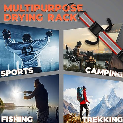 UTTY Multipurpose Portable Hanging Rack - Durable Hockey Gear Drying Rack & Sports Equipment Organizer - 6 Durable Adjustable Hooks, Support Light to Heavy Weight for Home, Travel & Outdoor Use