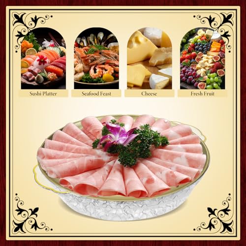 3 Set 11.8" Chilled Serving Tray with Compartments, Ice Chilled Party Platter Charcuterie Serving Board for Fruit Seafood Vegetable Appetizer Shrimp Cocktail Travel Cookout