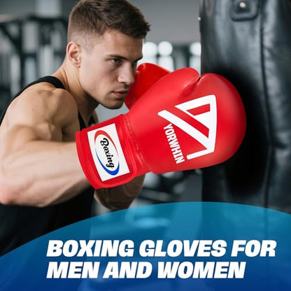Boxing Gloves for Men Women, Training Sparring Boxing Gloves, Heavy Punching Bag Workout Gloves for Boxing Kickboxing Muay Thai Mixed Martial Arts MMA Training - color: Red