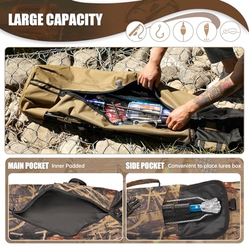 Fishing Rod Bag Fishing Rod Case, Durable Folding 900D Oxford Fabric Portable Large Capacity Waterproof, Fishing Gifts for Men Boys - color: Camouflage