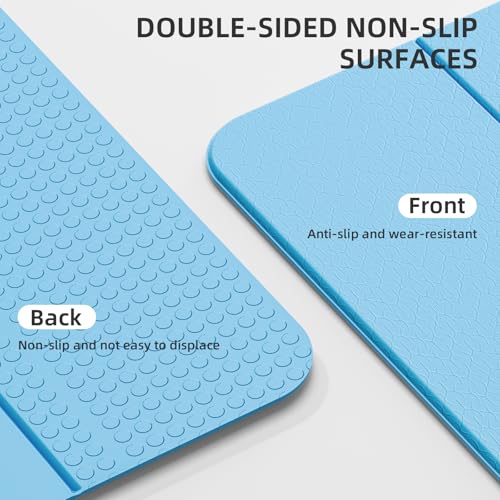Yoga Mat Thick 10mm, Foldable Yoga Mat 75 x 26 x 0.4 Inches | Portable Workout Mat | Thick Cushioning Surface | Home Gym Exercise Mat | Pilates & Yoga Training - color: Blue