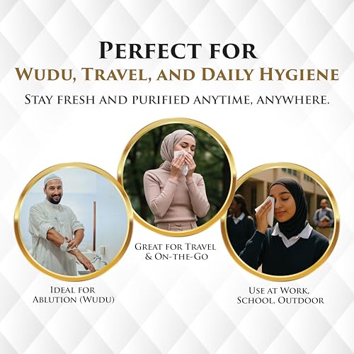 Wudu Towel After Ablution – 60 Count (Pack of 1) – Biodegradable Cloth-Based Dry Towels – Islamic Prayer Accessory for Home, Mosques, Travel – Pairs with Prayer Beads, Mats & Qibla Compass - color: Turquoise