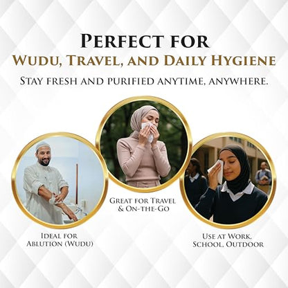 Wudu Towel After Ablution – 60 Count (Pack of 1) – Biodegradable Cloth-Based Dry Towels – Islamic Prayer Accessory for Home, Mosques, Travel – Pairs with Prayer Beads, Mats & Qibla Compass - color: Black