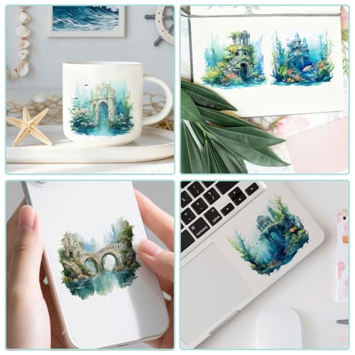 20 Pcs Ocean Empire UV DTF Cup Wraps, 4.3 x 9.4 Inch Ocean Thmem UV DTF Transfer Stickers Waterproof Rub on Transfer Decals for 16OZ Glass Bottle Vase Furniture Crafts - style: Ocean Empire