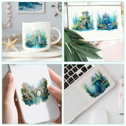 20 Pcs Ocean Empire UV DTF Cup Wraps, 4.3 x 9.4 Inch Ocean Thmem UV DTF Transfer Stickers Waterproof Rub on Transfer Decals for 16OZ Glass Bottle Vase Furniture Crafts - style: Ocean Empire