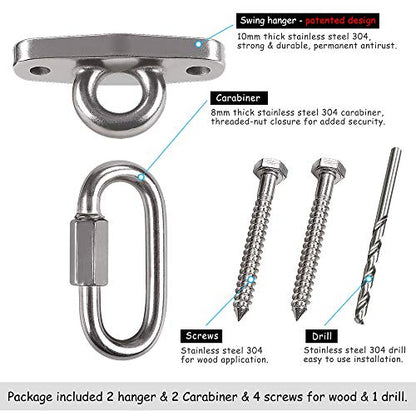 2 Heavy Duty Swing Hangers Anti-Rust 304 Stainless Steel,2000LB Swivel Swing Set Brackets,for Playground,Porch, Yoga, Swing Seat,Hammock