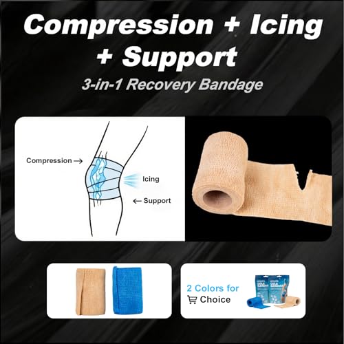 2 Packs Ice Tape - Instant Cooling and Compression Tape for Athletes, No Refrigeration Needed, Self Stick Bandage Wrap for Pain & Swelling Relief (Blue) - color: Blue-2pack