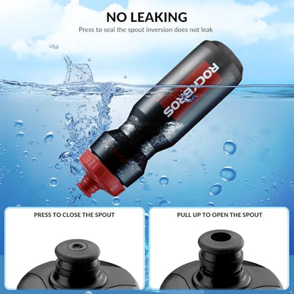 ROCKBROS Bike Water Bottle, 20-25oz Squeeze Cycling Water Bottle, BPA Free for Bicycle Running Hiking Gym & Outdoor Activities - color: 25oz Black Red