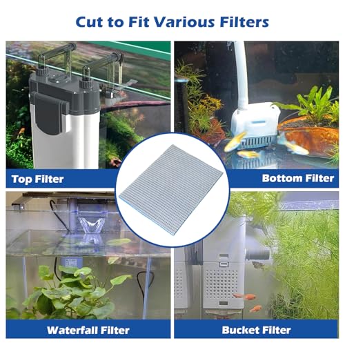 Aquarium Filter Media Pad,8-Layer 15.7 x 11.8 in Washable Cuttable Filters Sponge Pads Foam Filter Floss Accessories for Fish Tank Pond Aquariums