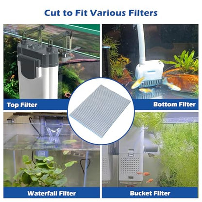 Aquarium Filter Media Pad,8-Layer 15.7 x 11.8 in Washable Cuttable Filters Sponge Pads Foam Filter Floss Accessories for Fish Tank Pond Aquariums