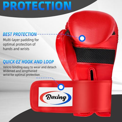 Boxing Gloves for Men Women, Training Sparring Boxing Gloves, Heavy Punching Bag Workout Gloves for Boxing Kickboxing Muay Thai Mixed Martial Arts MMA Training - color: Red