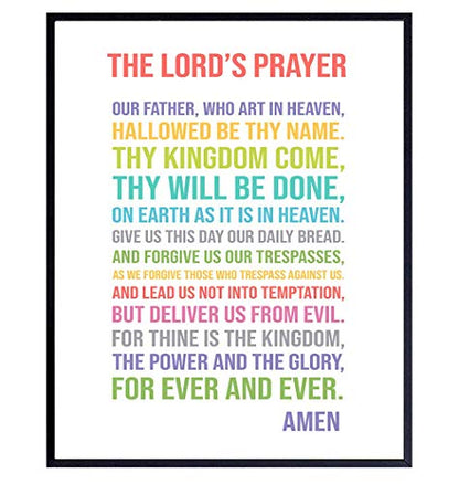Lords Prayer Wall Art - Catholic Gifts - Christian Gifts for Women, Men, Kids - Religious Wall Decor - Bible Verse Art - God Decor - Christian Artwork - Blessed Decoration - Bible Study