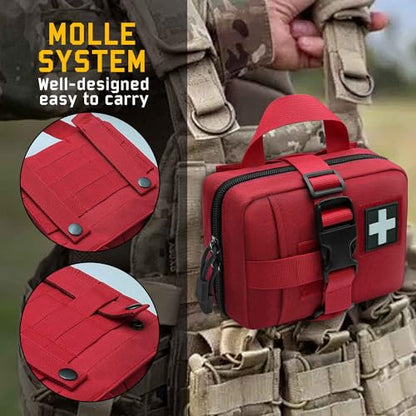 Upgrade Molle Rip Away Ifak Pouch, Tactical Small Belt First Aid Pouch Medical Utility EMT Pouch Only - color: Red