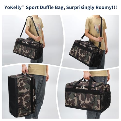 Mens Gym Bag 20 inch, Camo | 40L, Sport Duffle Bag for Men, Weekender, Travel - color: Camo