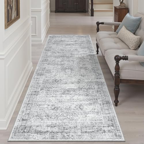 Soalmost Washable Kitchen Runner Rug 3x6 Hallway Entry Rugs Non-Slip, Grey - color: Grey, size: 3' x 6' (Runner)
