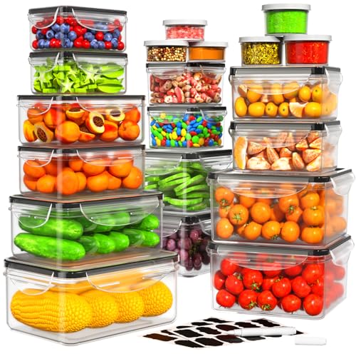 HOMETALL 40 PCS Food Storage Containers with Lids Airtight | 100% Leakproof Plastic Meal-Prep Containers Reusable(20 Containers & 20 Lids),Microwave and Dishwasher Safe - color: Pack of 20