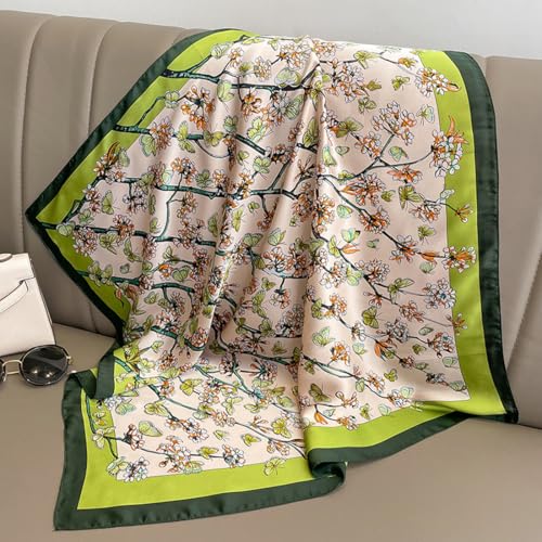 XL 43 Inch Extra Large Square Scarf Fashion Scarves Silk Feeling Hair Scarf Wrapping Scarfs Night Sleeping Headscarf - color: Ba107