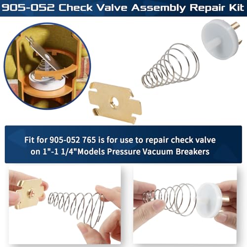 905-052 765 Check Valve Assembly Repair Kit, 3 PCS Replacement Fit for 1" THRU 1-1/4" Model 765 Pressure Vacuum Breakers, Includes Spring, Retainer & Holder(White)