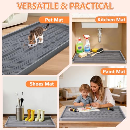 Kalolary 30" x16" Silicone Plant Trays Plant Saucer Growing Tray | Rectangular Heavy Sturdy Silicone Plant Drainage Saucers Plant Drip Trays for Pots Seed Starter Growing Trays