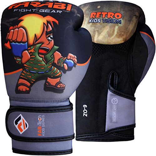 Farabi Boxing Gloves Kids Junior Muay Thai Kick Boxing Training MMA Punching Bag - color: Grey Black, size: 4OZ