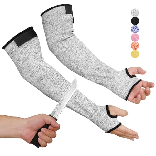 Cut Resistant Arm Sleeves for Men Women, ANSI A6 Arm Protectors for Thin Skin& Bruising for gardening Farming Yard - color: Grey