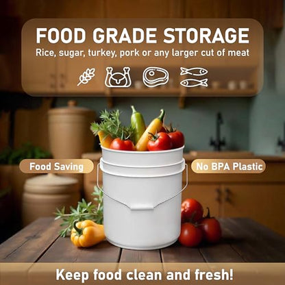 ATERET 3.5 Gallon White Bucket & Lid - Durable 90 Mil All Purpose Pail - Food Grade - BPA Free Plastic - Made in USA (12 Pack) - size: 12 Pack