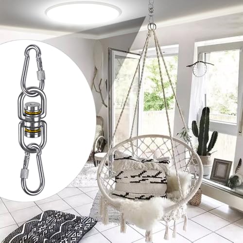 SELEWARE Heavy Duty Bearing Swing Swivel, 360° Rotation Hanging Accessory | Quiet Smooth Rotation, Supports Up to 1200LB, Quick Connect Buckles, 2 Pack for Swings, Hammocks, Tire Swings and Heavy Bags - color: 2 Pack Swivel (E) With 4 Carabiners