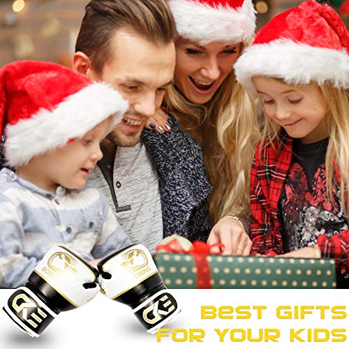 CKE Kids Boxing Gloves for Kids Boys Girls Junior Youth Toddlers Age 5-12 Years Training Boxing Gloves for Punching Bag Kickboxing Muay Thai - color: BLACK