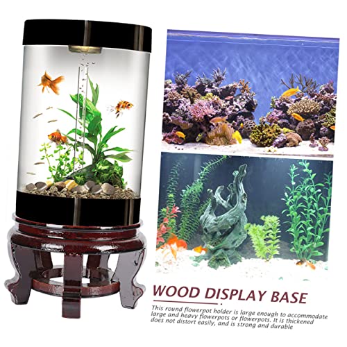 Flowerpot Holder Wood Base Rack for Fish Tank Round Ornament Display Stand for Craft and Handicraft Showcase Supports up for Home and Giving