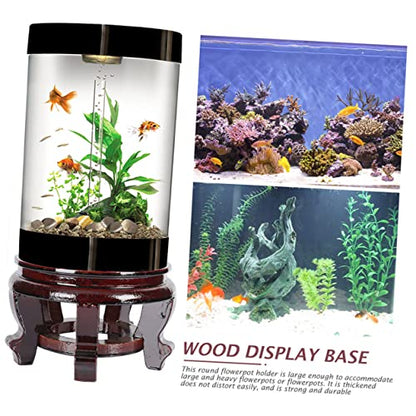 Flowerpot Holder Wood Base Rack for Fish Tank Round Ornament Display Stand for Craft and Handicraft Showcase Supports up for Home and Giving