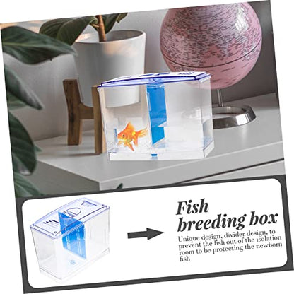 Wakauto Aquarium Isolation Box for Fish Breeding and Separation Transparent Acrylic Hatchery with Removable Partition Suitable for Betta Guppies Compact Dual Chamber Fish Tank
