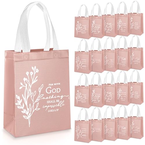 Sweetude 20 Pcs Reusable Christian Gift Bags & Handles, Pink - color: Pink