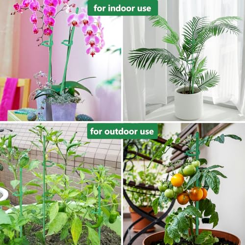 Belit 8 Pack Small Plant Support Plant Stakes, Adjustable Garden Single Stem Support Stake, Planter Support Ring for Orchid, Rose, Peony, Peppers and More, DIY 24 inch - size: 24Inch